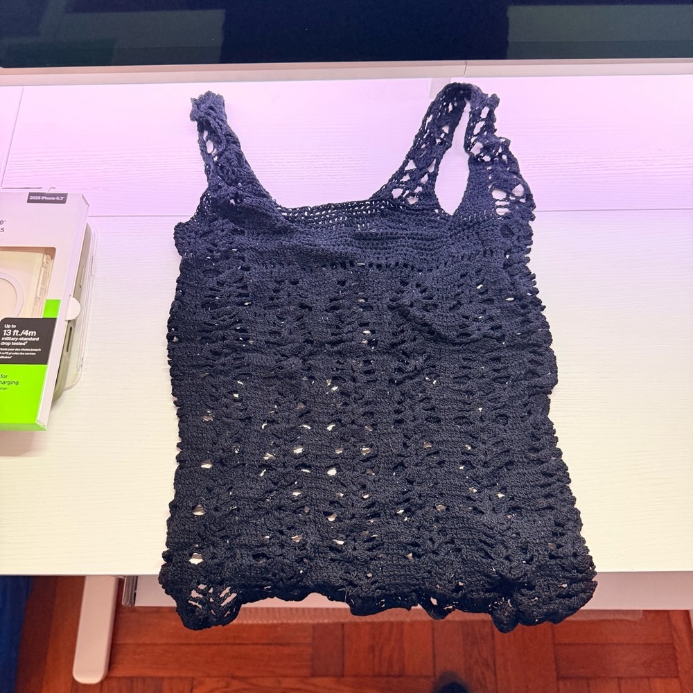 Black Crochet Women Top